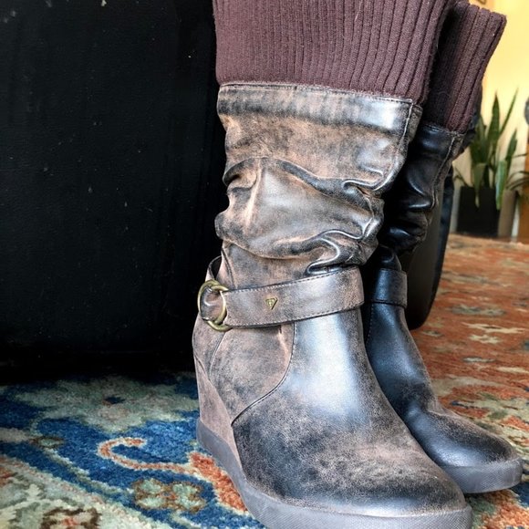 Roxy Brown "Leather" Presley Wedge Boot - Picture 2 of 5